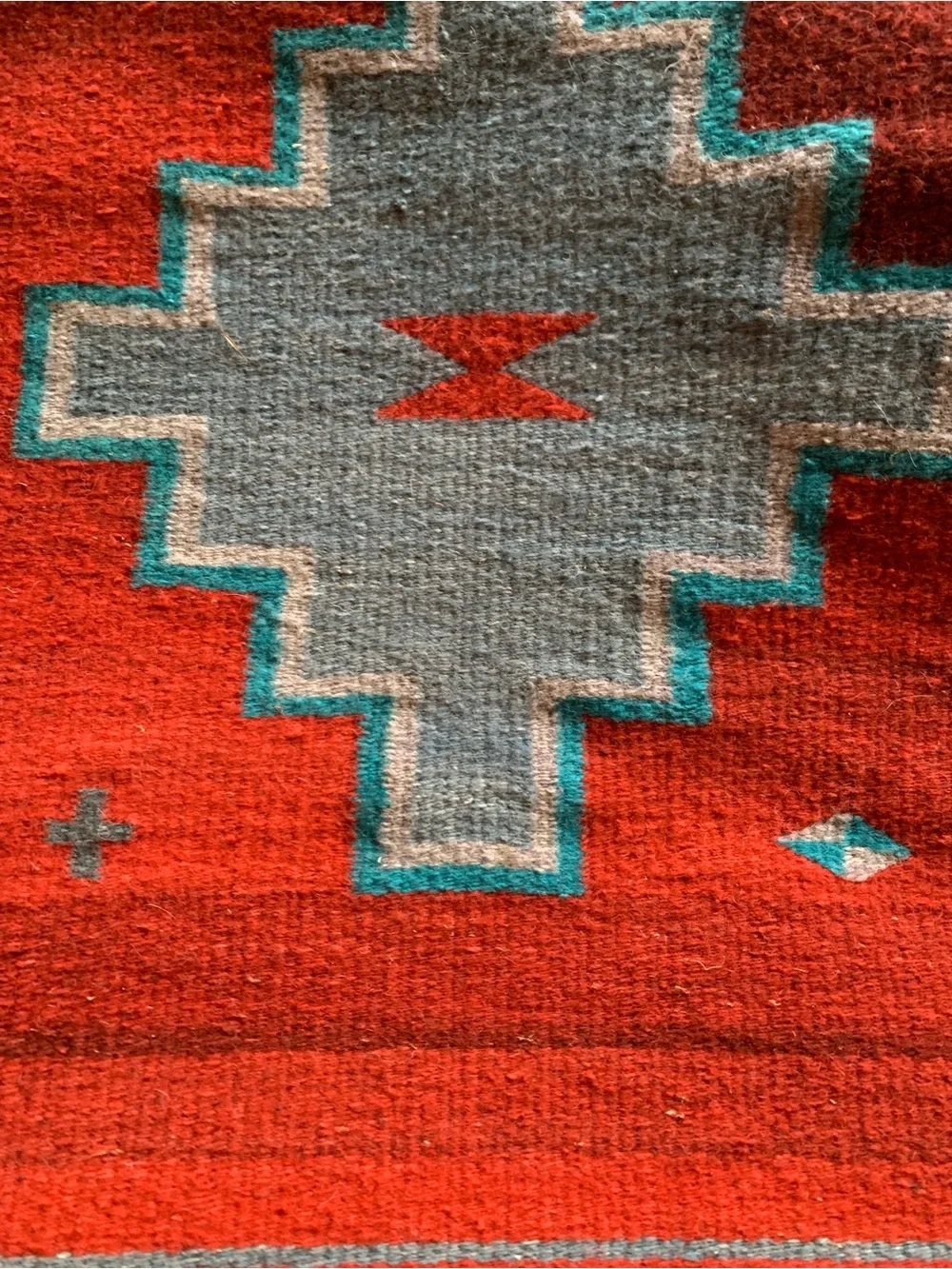 Handwoven Red Southwestern Runner Rug with Geometric Pattern